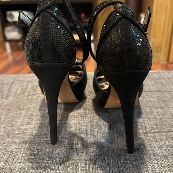NWOT Sam Edelman Black Sequin Paisley Platform Shoe - Picture 3 of 5